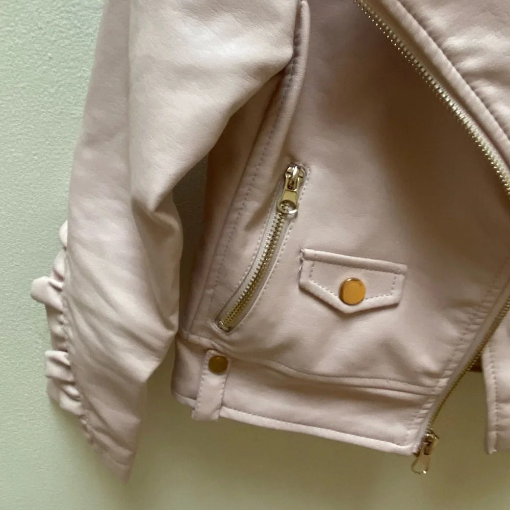 Toddler Pink Faux Leather Jacket - Picture 5 of 7